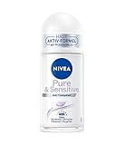 NIVEA Pure & Sensitive Deo Roll-On (50 ml), Deo mit 48h Anti-Transpirant Schutz für sensible Haut,...