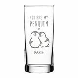4youDesign Personalisiertes Longdrink-Glas – mit Namensgravur – Motiv Pinguin – süße...