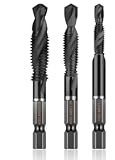 6 Teiliges Gewindebohrer Set, Kombi Bohrer mit M3x0,5 M4x0,7 M5x0,8 M6x1,0 M8x1,25 M10x1,5 Größen,...