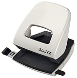 Leitz Büro Locher aus Metall, Für 30 Blatt, Anschlagschiene mit Formatangaben, Ergonomisches...