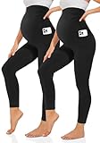 TNNZEET Umstandsleggings Damen Blickdicht Schwangerschaft Leggings Lang mit Taschen für...