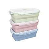 EASYLOCK 3 PACK 800ML Frischhaltedosen mit Deckel, Meal Prep Boxen, Faltbare Brotdose,...