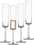 SCHOTT ZWIESEL Sektglas Modo (4er-Set), geradlinige Champagner Gläser mit Moussierpunkt,...