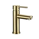PJVPEJOD Badarmatur Gold gebürstet, Einloch-Waschbeckenarmatur, moderner Einhand-Waschtischarmatur...