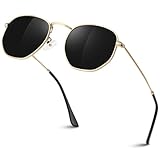 Sunier Sonnenbrille Damen Herren Polarisiert,Mode Apace Polygon Sonnenbrille Damen, Ultraleichter...
