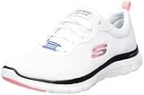 Skechers Damen Flex Appeal 4.0 Brilliant View sneakers,sports shoes, White Mesh Black Pink Trim, 39...