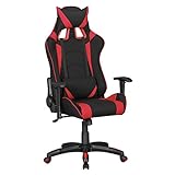 ® SCORE - Gaming Chair mit Stoff-Bezug in Schwarz/Rot | Schreibtisch-Stuhl mit hoher Lehne | Design...