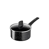Tefal Titanium Stone Stielkasserolle 18 cm + Deckel, Hochleistungs-Antihaftbeschichtung, langlebige...