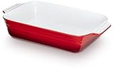 KHG Auflaufform mittelgroß 34 cm mit 1,75 Liter in Rot für 3-4 Personen | Ofenform aus Keramik...