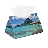 Tahiti Strandtuchbox, rechteckig, PU-Leder, Taschentuchbox, Halter, stilvolle Gesichtstücherbox,...