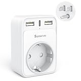 Reiseadapter USA Adapter Amerika Deutschland Stecker mit 2USB 1USB C (3A), 4-in-1 Steckdosenadapter...