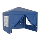 WilTec Pavillon 3x3m mit Seitenteile, blau