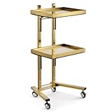 Goldfarbener Edelstahl-Trolley auf Rädern, 3 Etagen, rollbarer Metallständer, vielseitig, Küche...