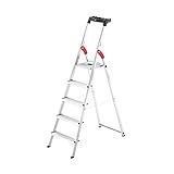 Hailo Stehleiter StandardLine 5 Stufen, belastbar bis 150 kg, mittelgroße Leiter aus Aluminium mit...