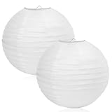2 STK 30cm Lampenschirm Rund Weiß - Papier Laternen für Garten, Hochzeit, Geburtstage & Party...