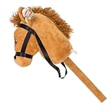 Generisch Steckenpferd Spielpferd Plüsch Hobby Horse braunes Pferd auf einem Stock für Kinder 85...