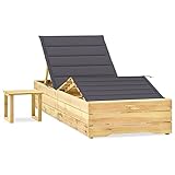 Annlera Sonnenliege Relaxliege aus Holz mit Tisch und Anthrazit Auflage Liegestuhl Wetterfest...