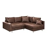 riess-ambiente.de Ecksofa Kent 220cm braun Federkern inkl. Hocker und Kissen Sofa Couch Ottomane...