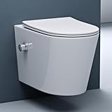 doporro Hänge-WC mit Bidet Funktion Weiß Wand-WC Toilette mit Soft-Close Spülrandloses aus...