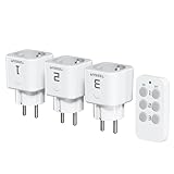 TESSAN Funksteckdosen mit Fernbedienung Set, 3 Steckdosen mit 1 Handsender, Reichweite 30,5M...