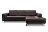 CAVADORE Ledergarnitur Benda / Großes Ecksofa mit XL-Longchair rechts & Federkern / Inkl....