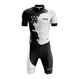 VOXCAUTQ Triathlon Anzug Herren,Herren Pro Fahrrad Skinsuit Kurzarm,Einteiliges Radtrikot,Triathlon...