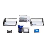 Relaxdays Schreibtisch Organizer Set, 7-teilig, Metall, Schreibtisch-Set, Briefablage, Zettelbox,...