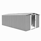 Gartenschuppen mit 2 Schiebetüren & 4 Entlüftungsöffnungen, Metall Gerätehaus für Verschiedene...
