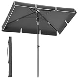 SONGMICS Sonnenschirm 200 x 125 cm, Balkonschirm UPF 50+, Sonnenschutz, beidseitig um 30° knickbar,...