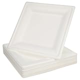 Toyvian 50 Stück Einwegteller Eckig Extra Dicke Zuckerrohr Partyteller Servierteller Für Camping...