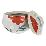 BAZEITFLOW Keramik Steintopf mit Deckel Anti verbrühung Kleiner Weißer Schmortopf für Suppe und...