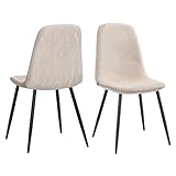 VASAGLE Esszimmerstuhl 2er Set, Küchenstuhl, Polsterstuhl, Metallbeine, verstellbare Füße,...