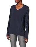 Schiesser Damen Mix & Relax Shirt 1/1 Arm Schlafanzugoberteil, Blau (Nachtblau 804), 42