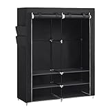 SONGMICS Stoffschrank, Kleiderschrank, 45 x 127 x 176 cm, 2 Hängefächer, mit Ablagen, 4...