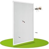 Juskys Fliegengitter für Fenster mit Alu Rahmen 100 x 120 cm - Montage ohne Bohren - zum Einhängen...