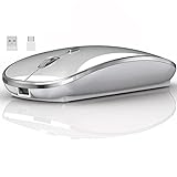 QYFP Kabellose Maus, 2,4 GHz Funkmaus mit USB/USB-C Zwei Empfänger für Laptop/Desktop/PC,...