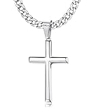 Chriscoco Kreuz Kette für Herren Damen 925 Sterling Silber Kreuz Anhänger mit Edelstahl Kubanische...