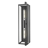 Licht-Erlebnisse Außenleuchte Schwarz groß 81 cm hoch 2-flammig E27 Metall Glas IP44 Modern...