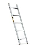 DRABEST PRO Serie Anlegeleiter Aluminium-Stufenleiter - 5 Stufen - mit Leiterhaken - Tragfähigkeit...