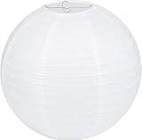 LIHAO Lampenschirm Rund Weiß Papier Laterne Classic Bamboo Style Gerippter Lampenschirm Deko für...