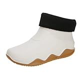 Weite Passform Gummistiefel für Damen, leicht, Winter, warm, mit Fell gefüttert, Regenstiefel,...