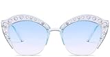 NIUASH Sonnenbrille polarisiert Damen Oversized Cat Eye Sonnenbrille Damen Diamond Half Frame...