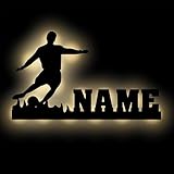 Personalisierte Fußball Lampe mit Namen | Nachtlicht Kicker Silhouette aus Holz und Licht |...
