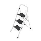Hailo HobbyStep Stahl-Klapptritt-Leiter - 3 breite Stahl-Stufen mit Anti-Rutsch-Matten belastbar bis...