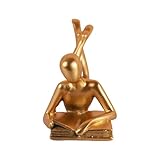 UncleS Lesefrau Figur Gold Deko Elegante Ergänzung zu Leseecken klein gold Deko lustig...