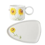 GMGQJST Kaffeetassen Set 1 Set Keramik-Kaffeetasse mit Sonnenblumenmotiv und Dessertteller,...