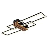 GLOBO Deckenlampe Holzoptik Wohnzimmerlampe schwarz LED Deckenleuchte Designlampe, Metall ABS, 30W...