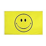 90 * 150cm/3 * 5ft Große Gelbe Smiley-flagge  Glückliche Lächeln Flagge Polyester Mit 2 Messing...