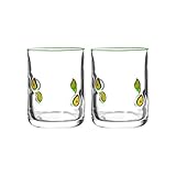 Illkjasfc 2 Glasbecher mit Zitronenmuster, 400 ml, elegantes Obstmuster, ideal für Cocktails,...
