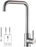 Lonheo Niederdruck Wasserhahn Küche Armatur aus Edelstahl, 360° Schwenkbar Küche Mischbatterie...